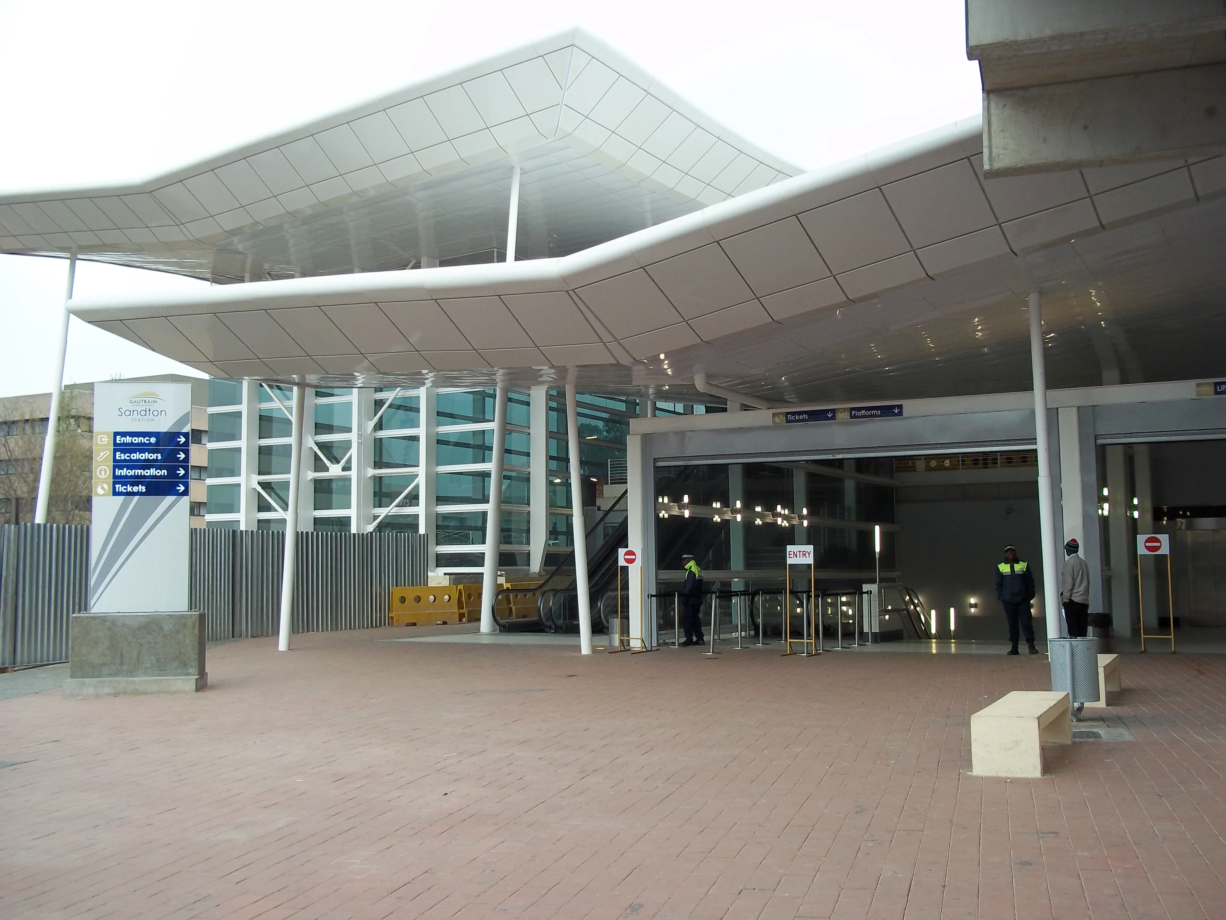 Sandton Gautrain Station with train and passengers