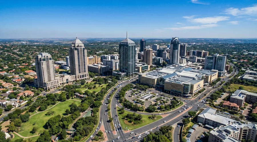 Aerial view of Sandton Central skyline in 2012