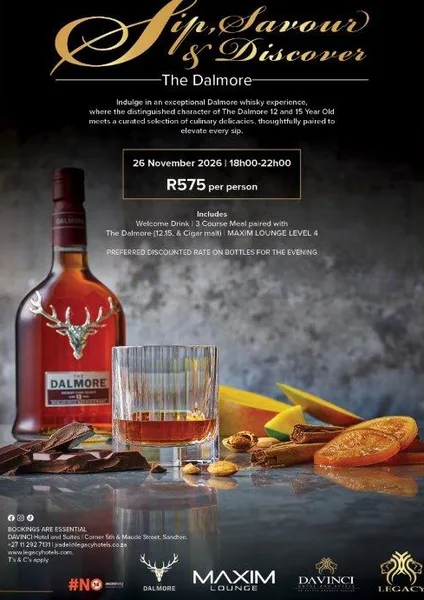 Sip, Savour & Discover - The Dalmore at DaVinci Hotel & Suites